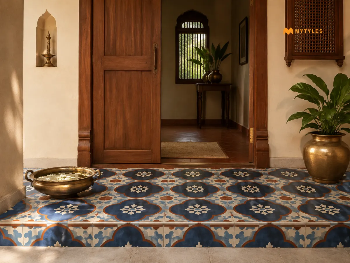 Raised Athangudi Step for the Entryway